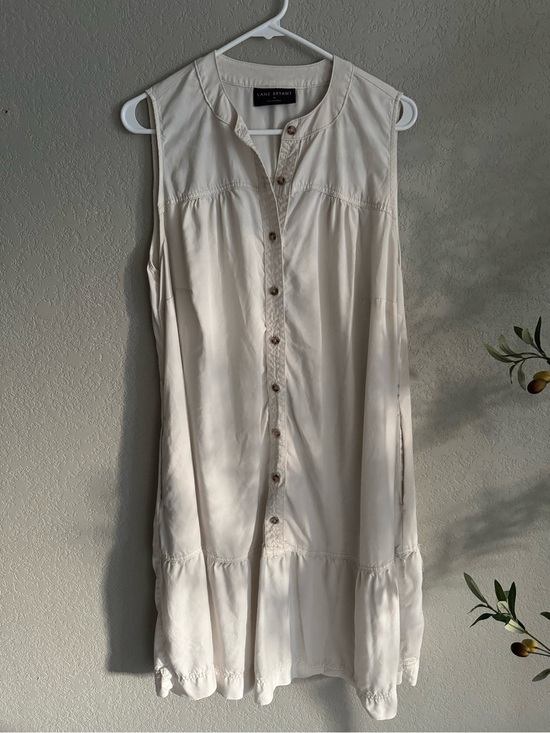 Lane Bryant Dresses & Skirts - Lane Bryant Sleeveless Button Front Tiered Swing Dress Ivory Size 14